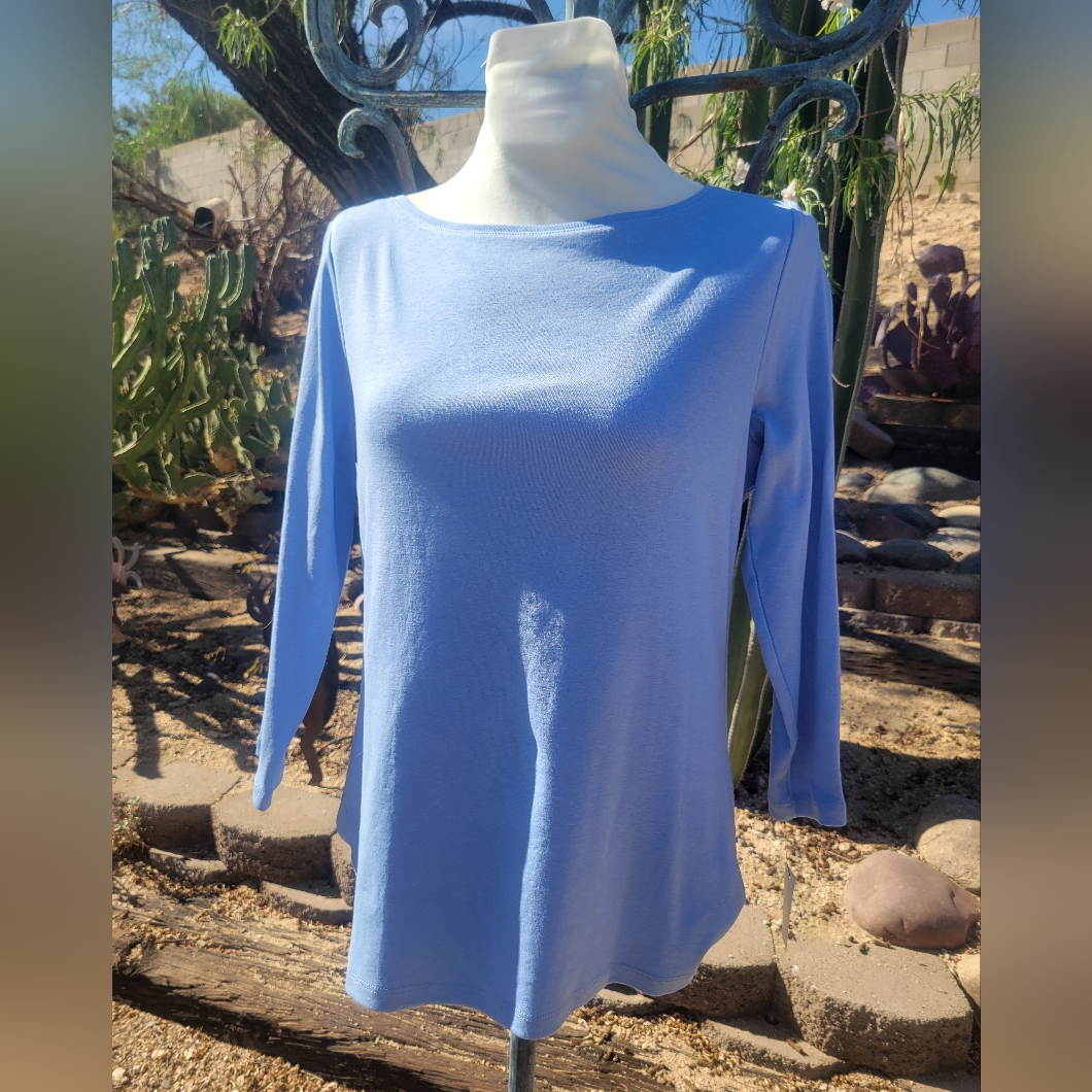 Nwt Women's Talbots Blue Long Sleeve Top